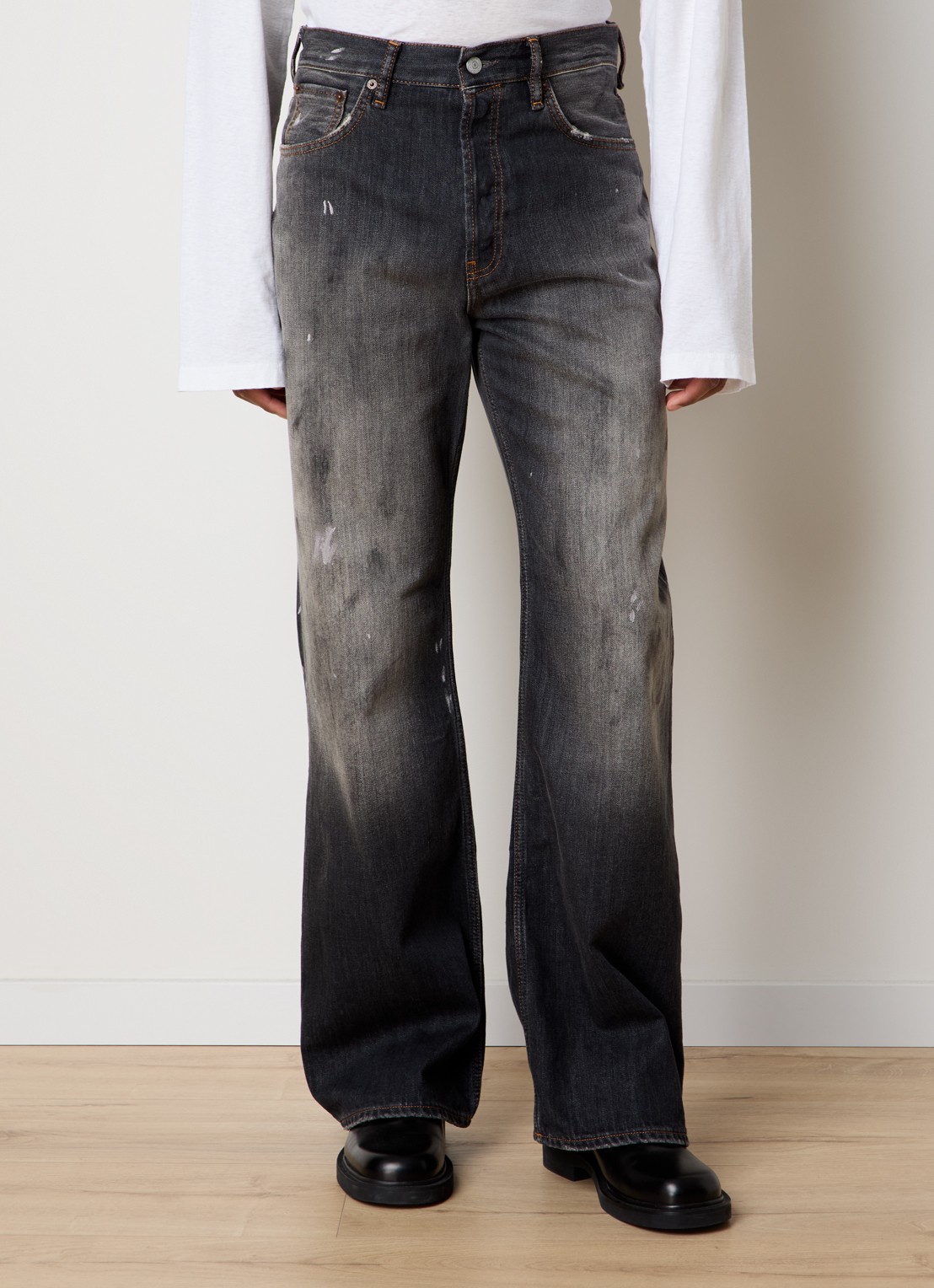Acne Studios Loose fit jeans met gekleurde wassing - detail zwart
