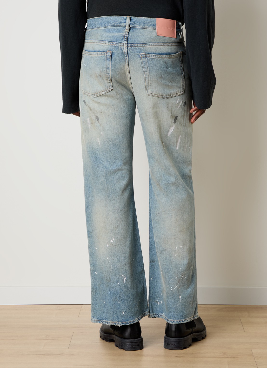 Acne Studios Loose fit jeans  met lichte wassing en verwassen afwerking - achterkant 6 indigo