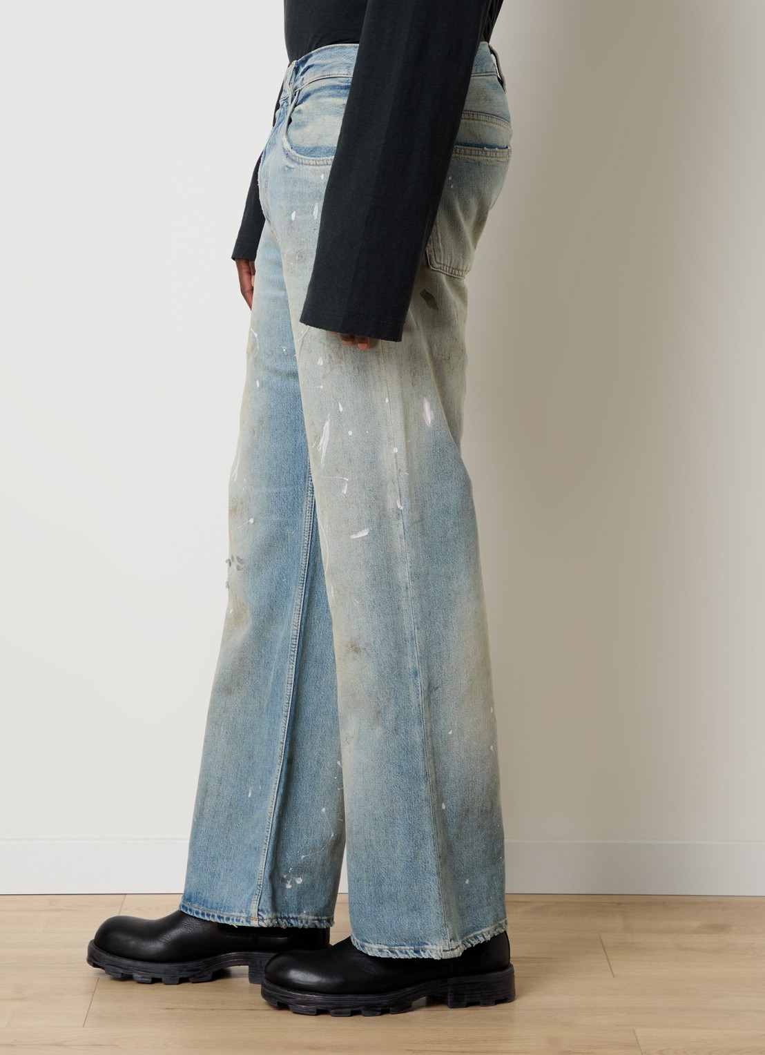 Acne Studios Loose fit jeans  met lichte wassing en verwassen afwerking - detail 2 indigo