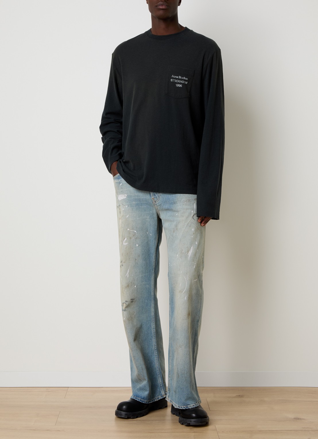 Acne Studios Loose fit jeans  met lichte wassing en verwassen afwerking - voorkant 5 indigo
