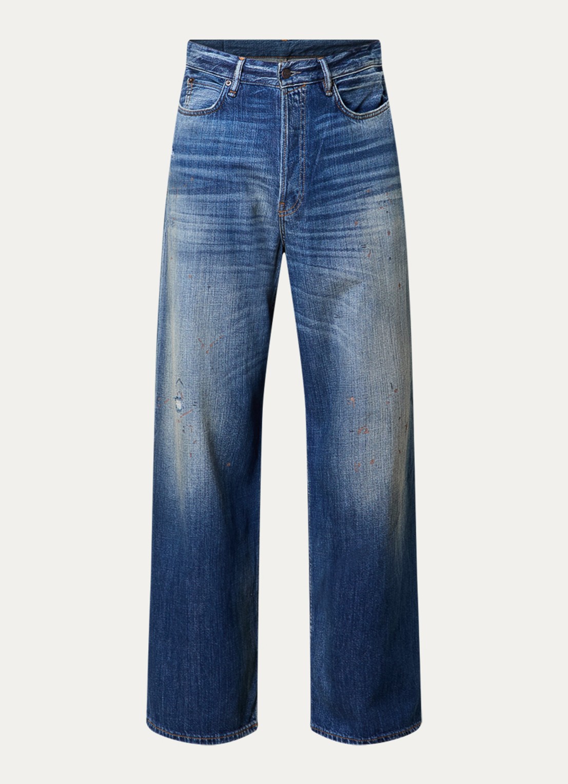 Acne Studios Loose fit jeans met medium wassing en verwassen afwerking - voorkant 4 blauw