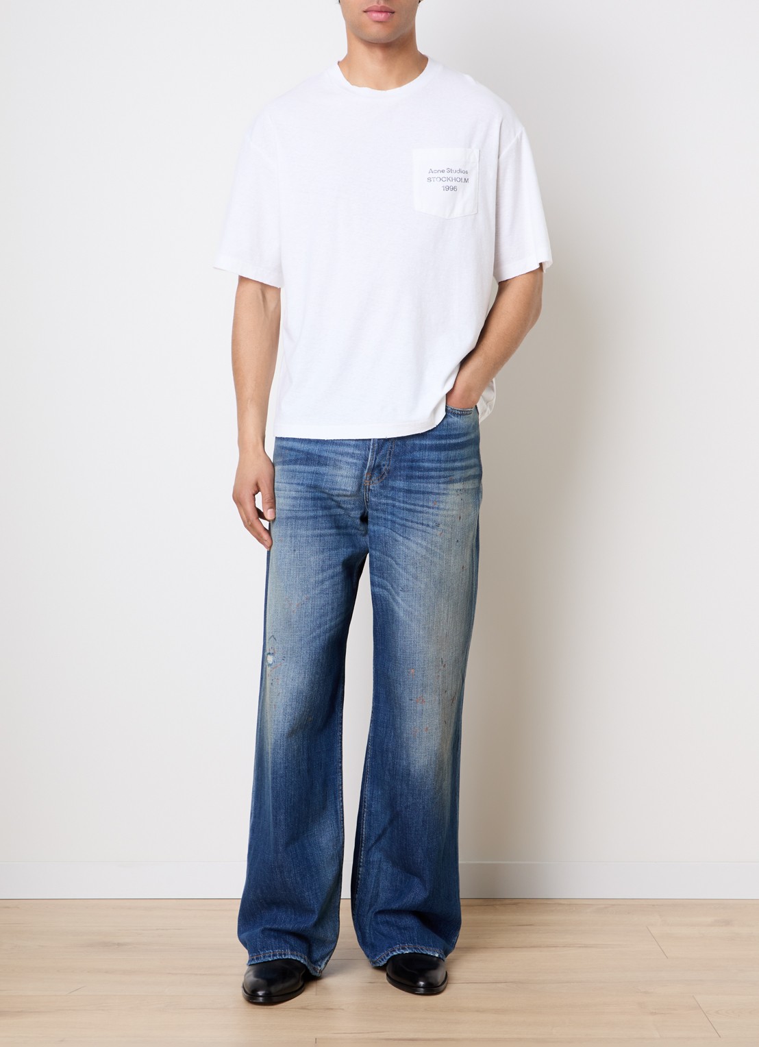 Acne Studios Loose fit jeans met medium wassing en verwassen afwerking - voorkant 5 blauw