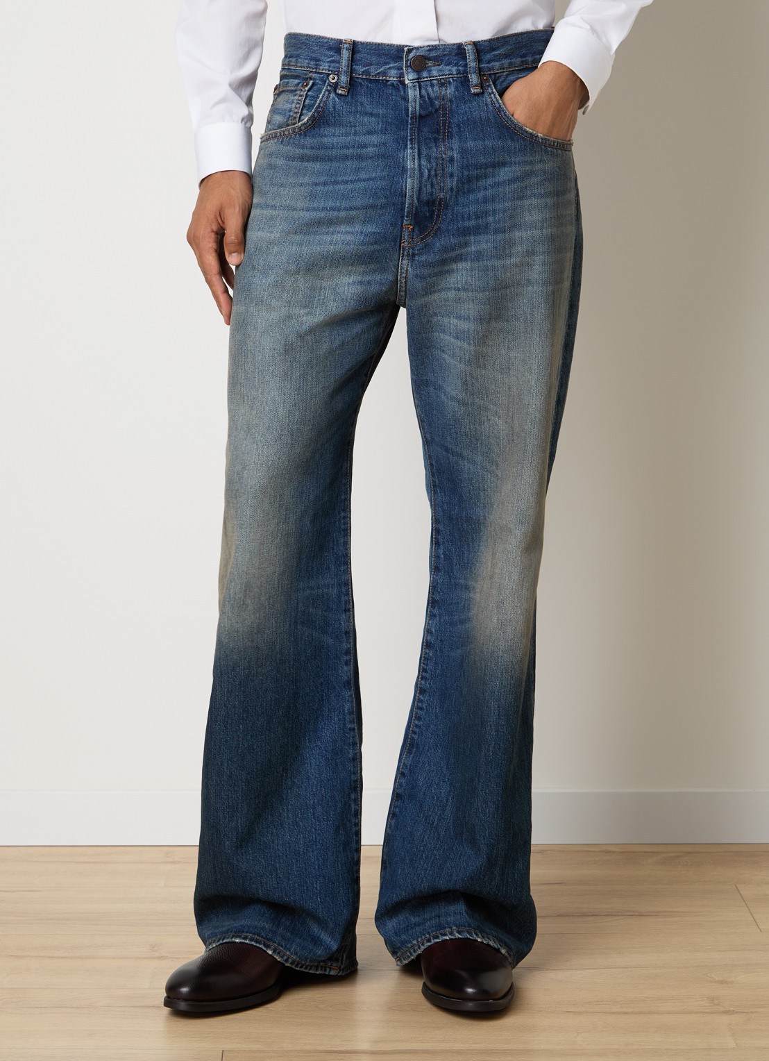 Acne Studios Loose fit jeans met medium wassing - detail indigo