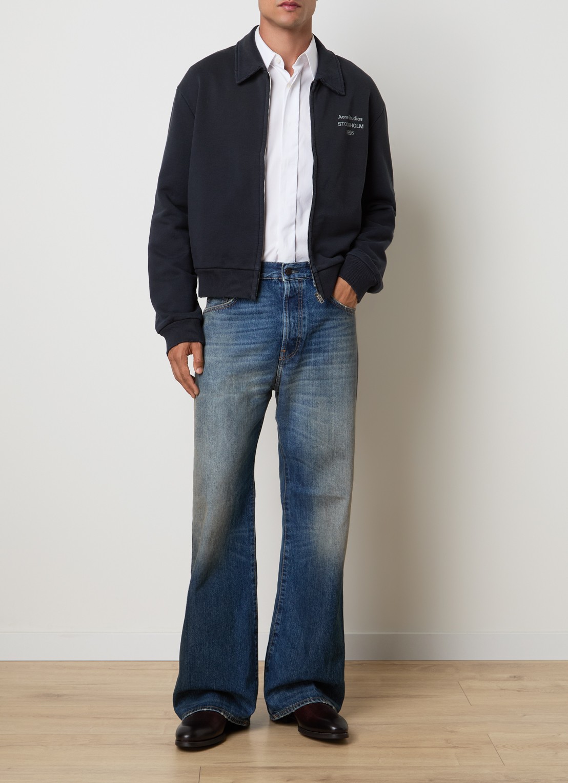 Acne Studios Loose fit jeans met medium wassing - voorkant 3 indigo