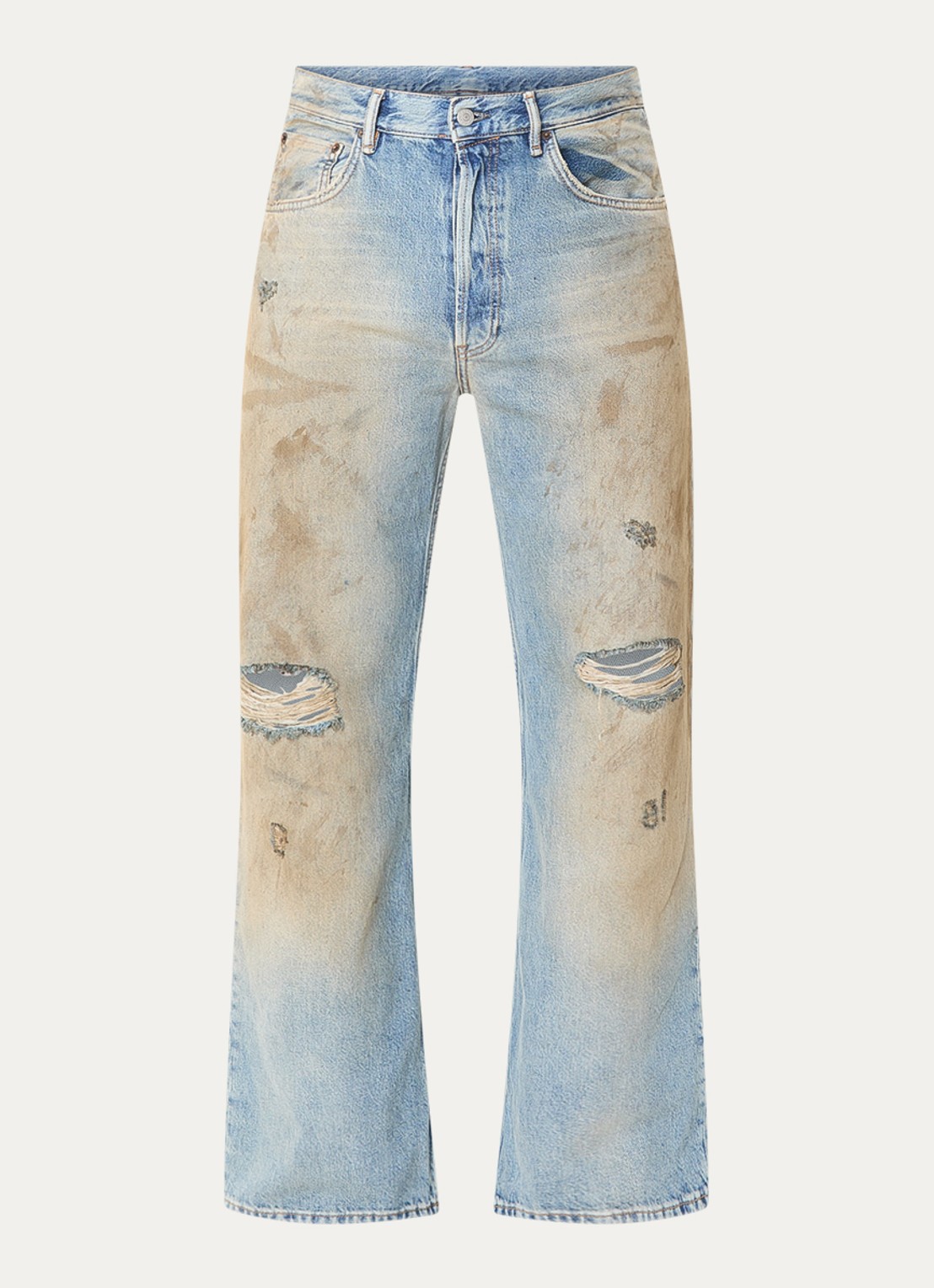 Acne Studios Loose fit jeans van  katoen met destroyed afwerking - voorkant 5 indigo