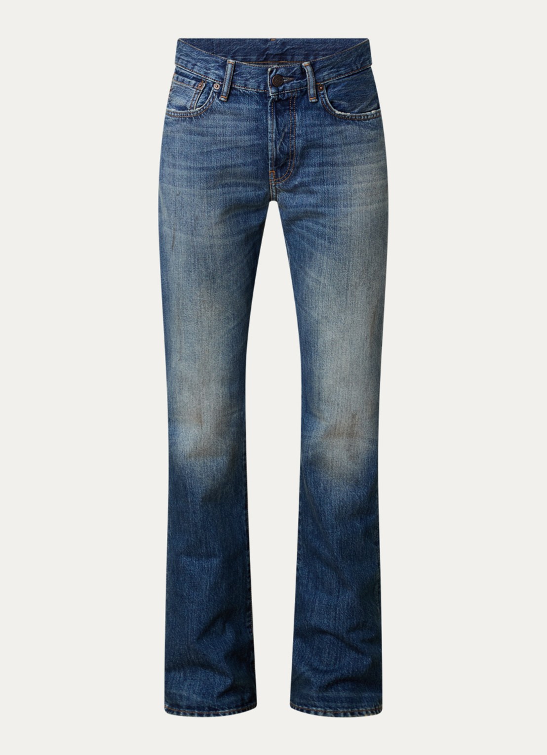 Acne Studios Low waist slim fit jeans met medium wassing - voorkant indigo