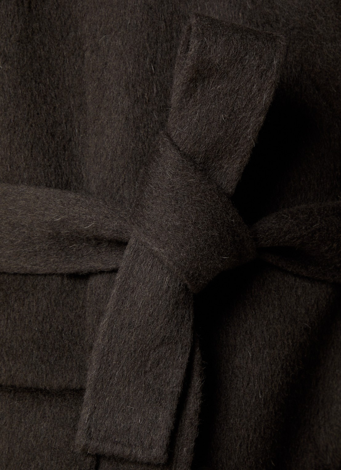 Acne Studios Mantel in alpaca wolblend met strikceintuur - detail 5 antraciet