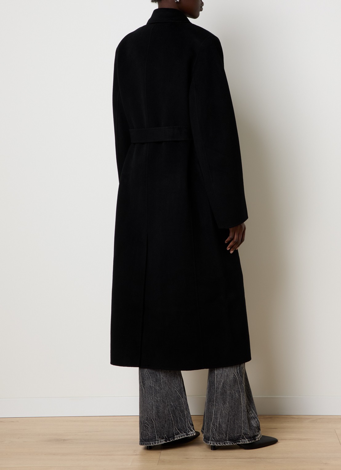Acne Studios Mantel in kasjmierblend met strikceintuur - achterkant zwart