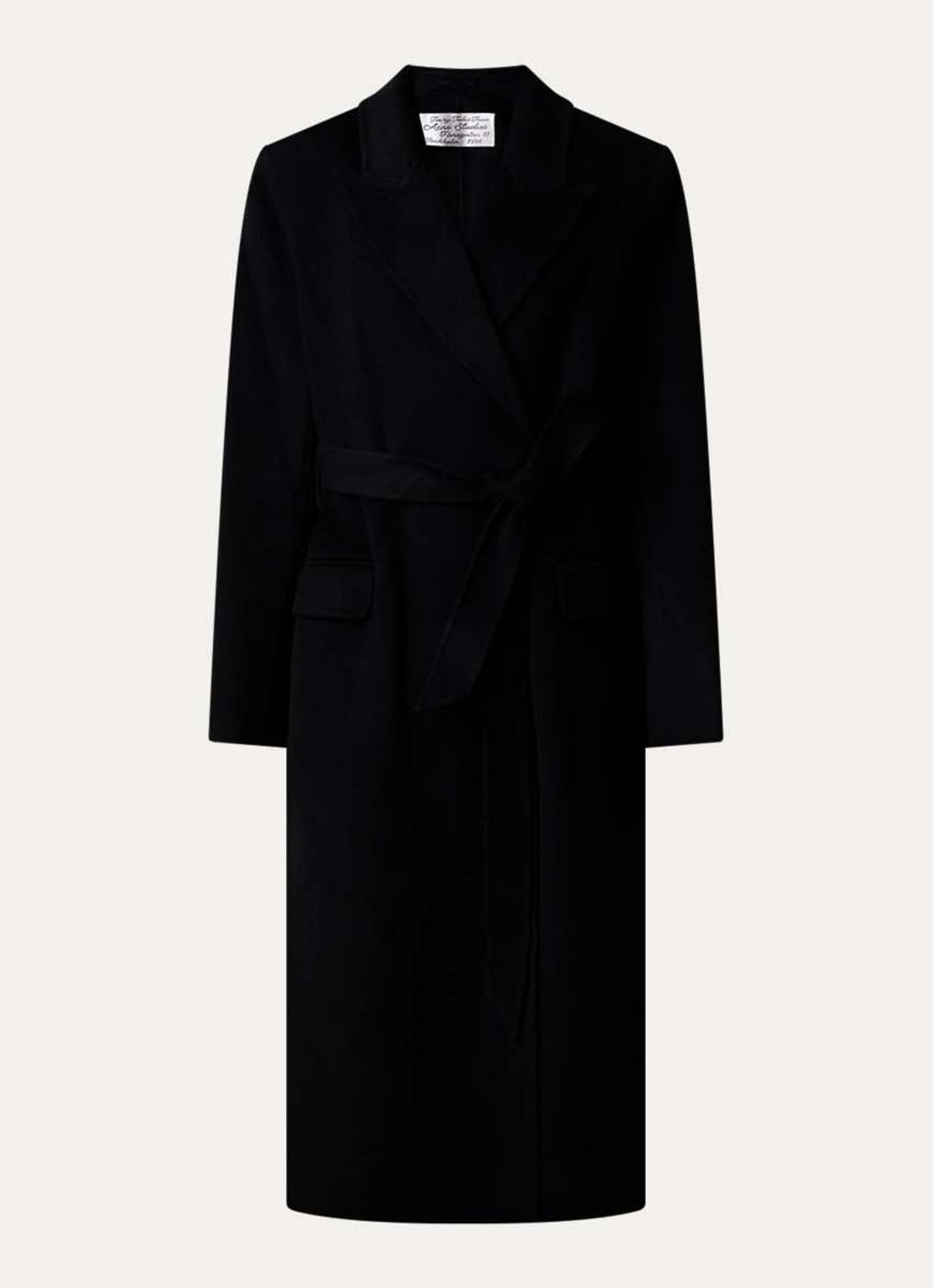 Acne Studios Mantel in kasjmierblend met strikceintuur - voorkant 2 zwart