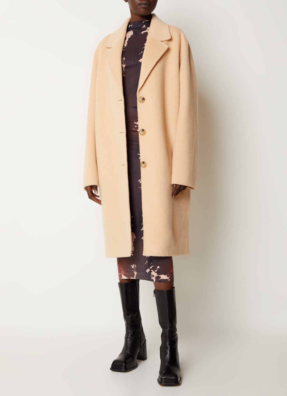 Acne Studios Mantel van wol met steekzakken  - voorkant 5 beige