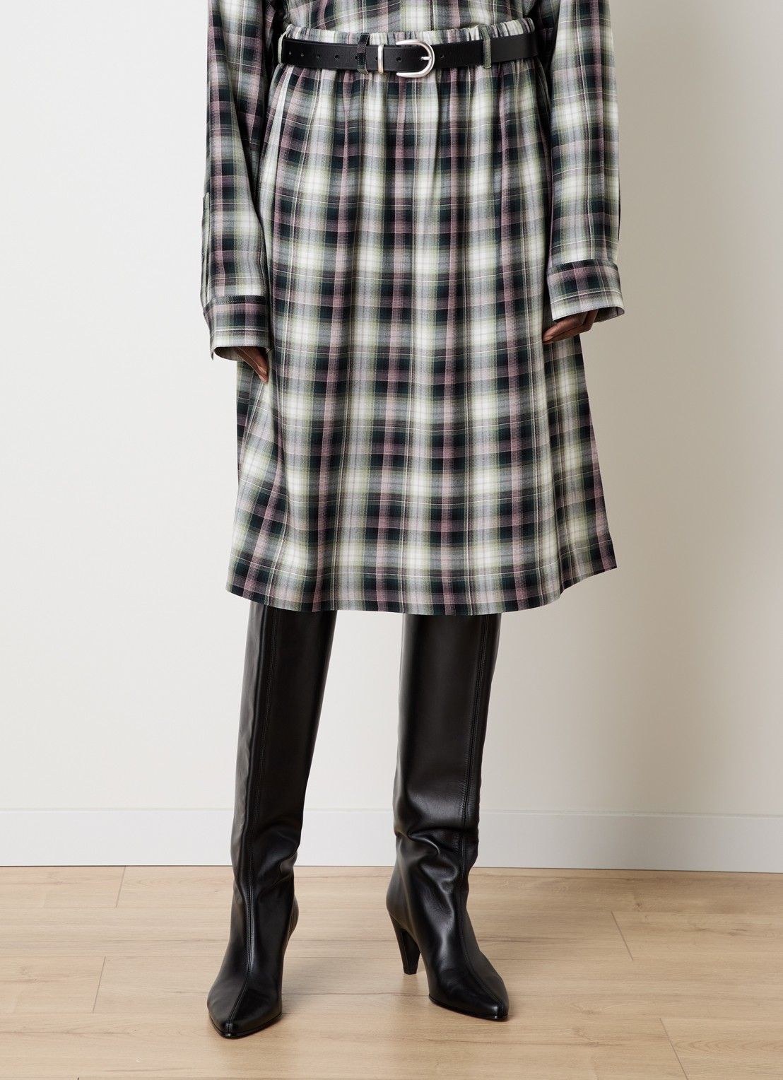 Acne Studios Midi rok met ruitdessin en steekzakken - detail 4 zwart