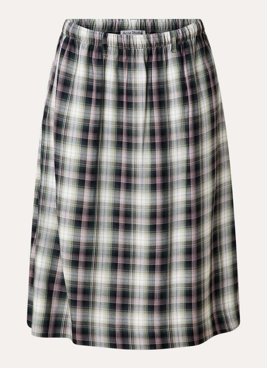 Acne Studios Midi rok met ruitdessin en steekzakken - voorkant 2 zwart