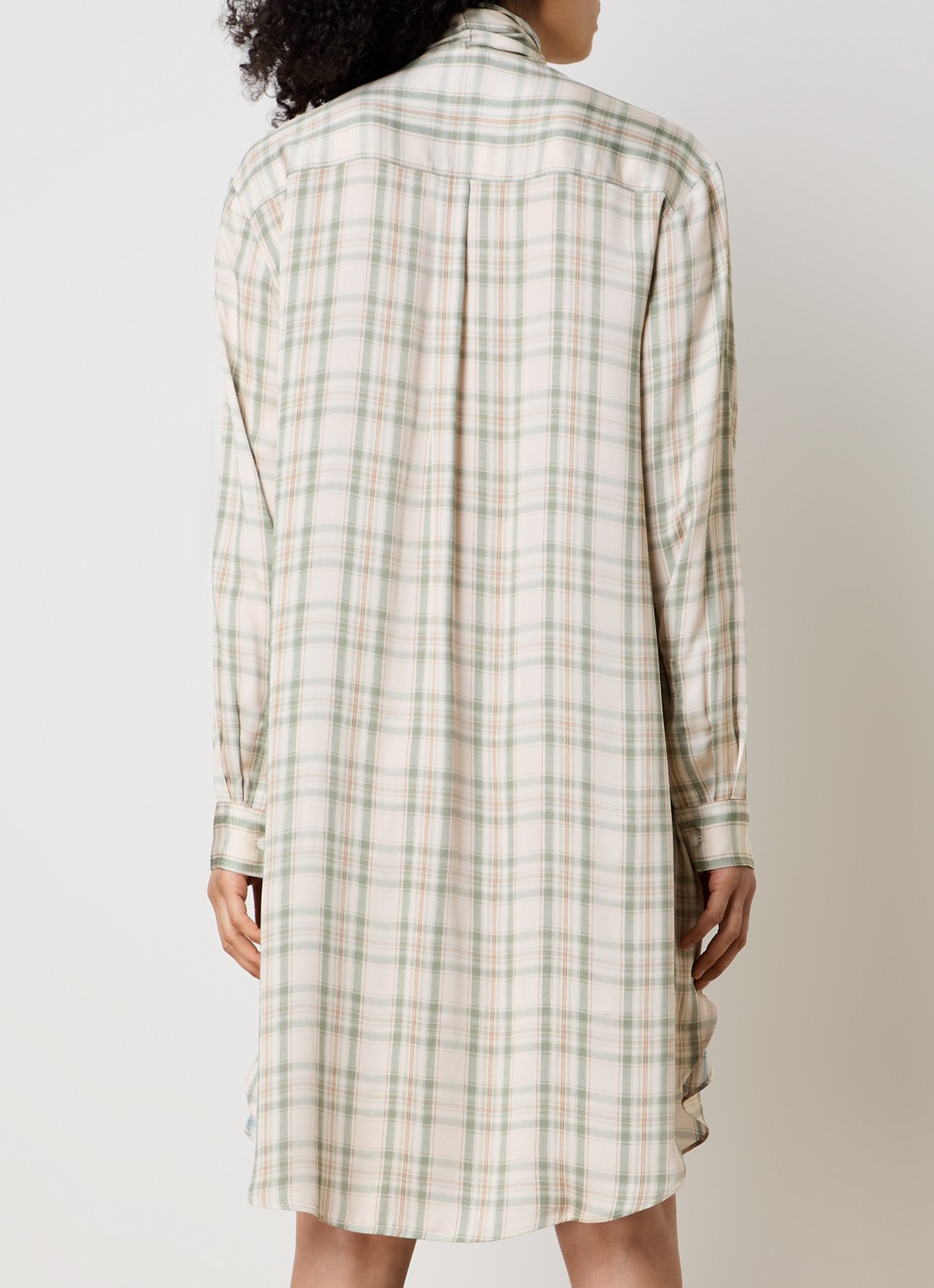 Acne Studios Midi tuniekjurk met ruitdessin en sjaalkraag - achterkant 3 beige