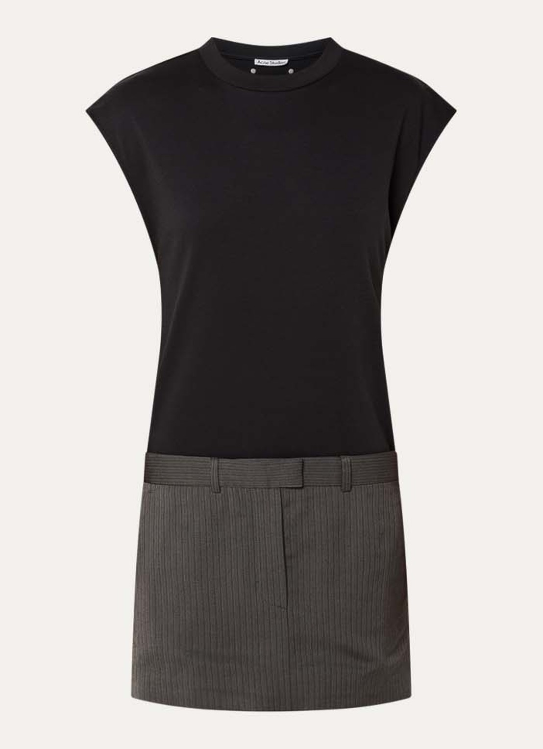 Acne Studios Mini jurk met ronde hals - voorkant zwart