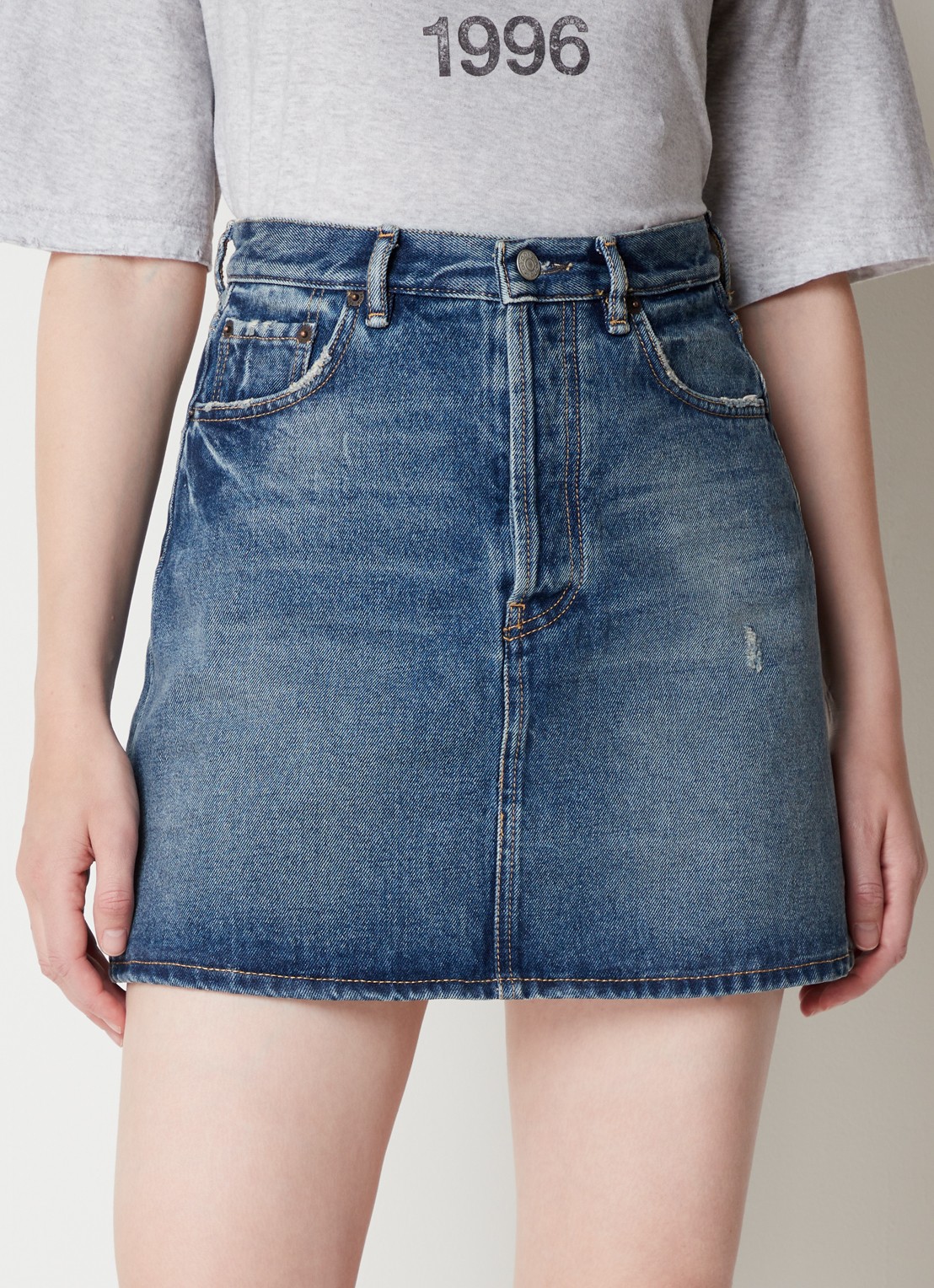 Acne Studios Mini spijkerrok met steekzakken - detail 2 indigo