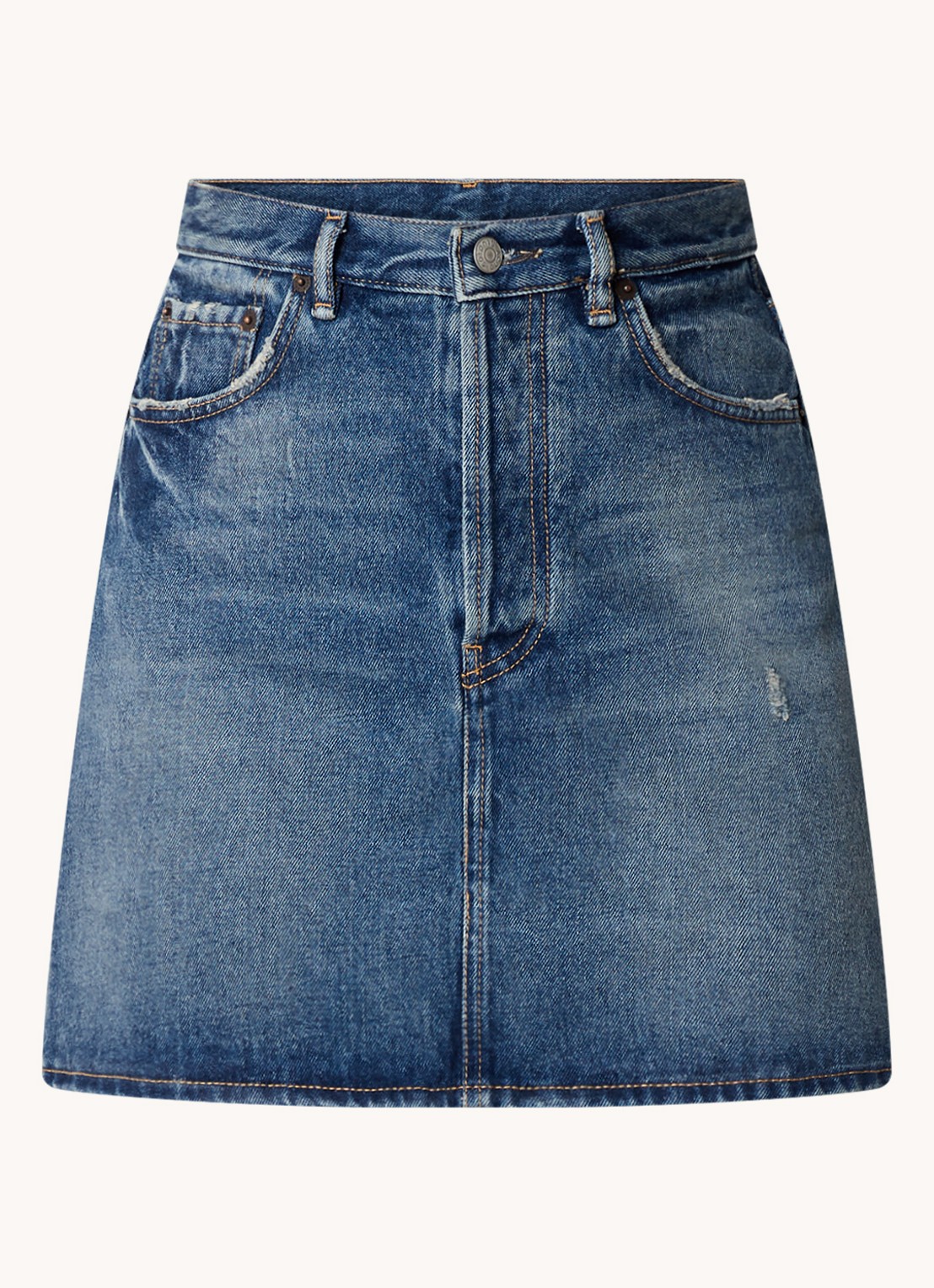 Acne Studios Mini spijkerrok met steekzakken - voorkant 4 indigo