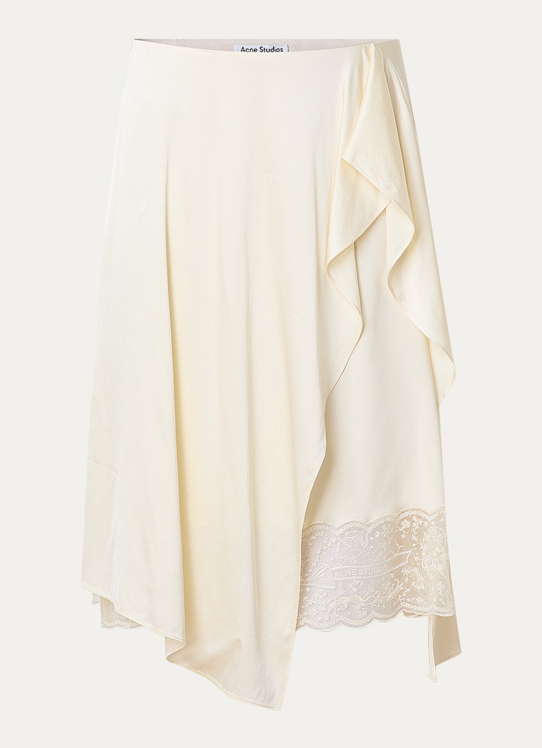 Acne Studios Minirok van satijn met details van kant - voorkant 3 gebroken wit