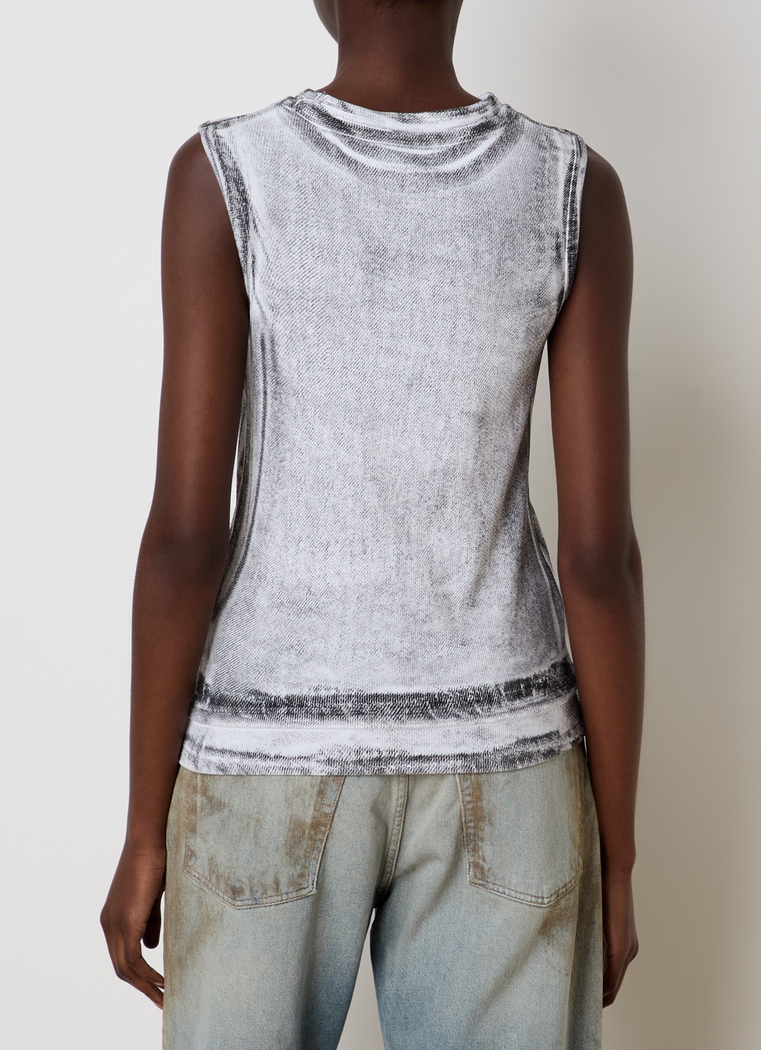 Acne Studios Mouwloze top met logoprint en verwassen afwerking - achterkant grijs