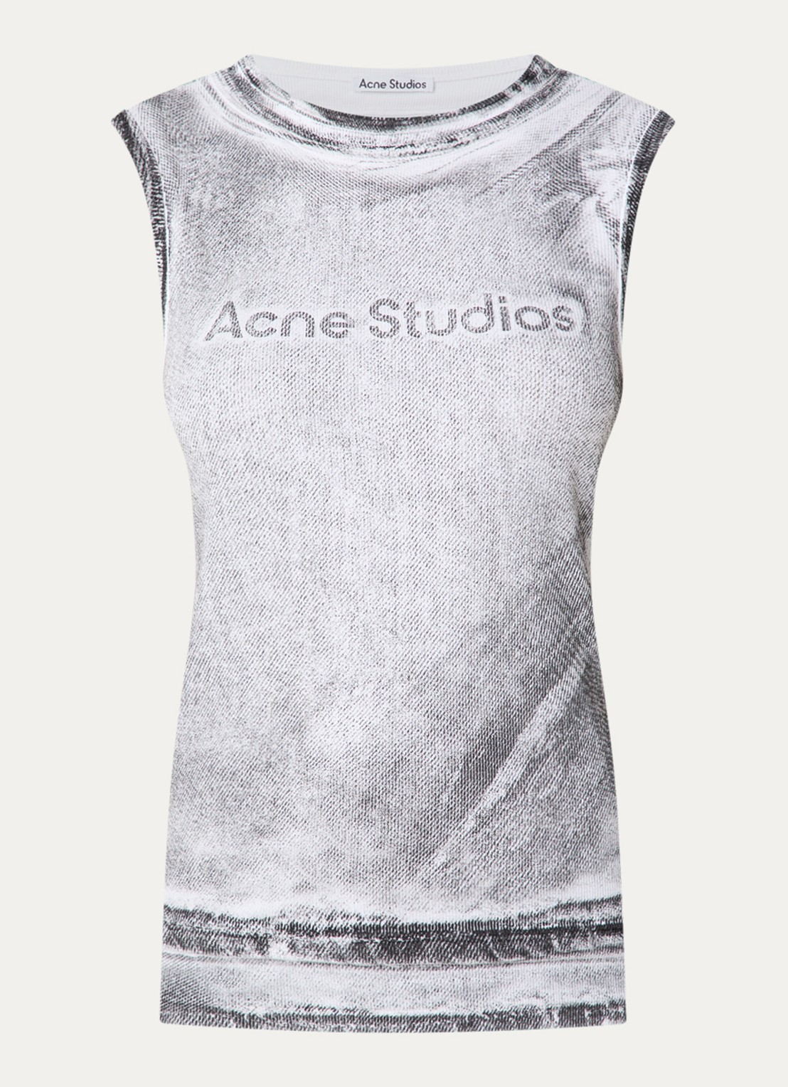 Acne Studios Mouwloze top met logoprint en verwassen afwerking - voorkant 2 grijs