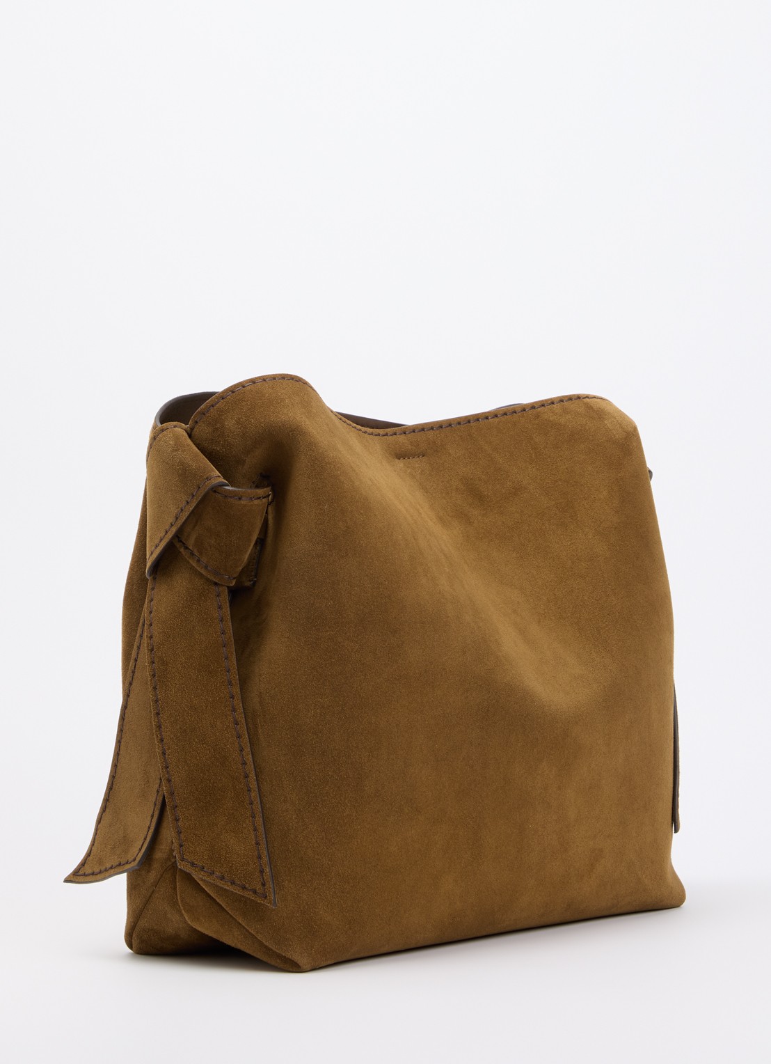 Acne Studios Musubi schoudertas van suède met afneembare schouderriem  - achterkant 4 cognac
