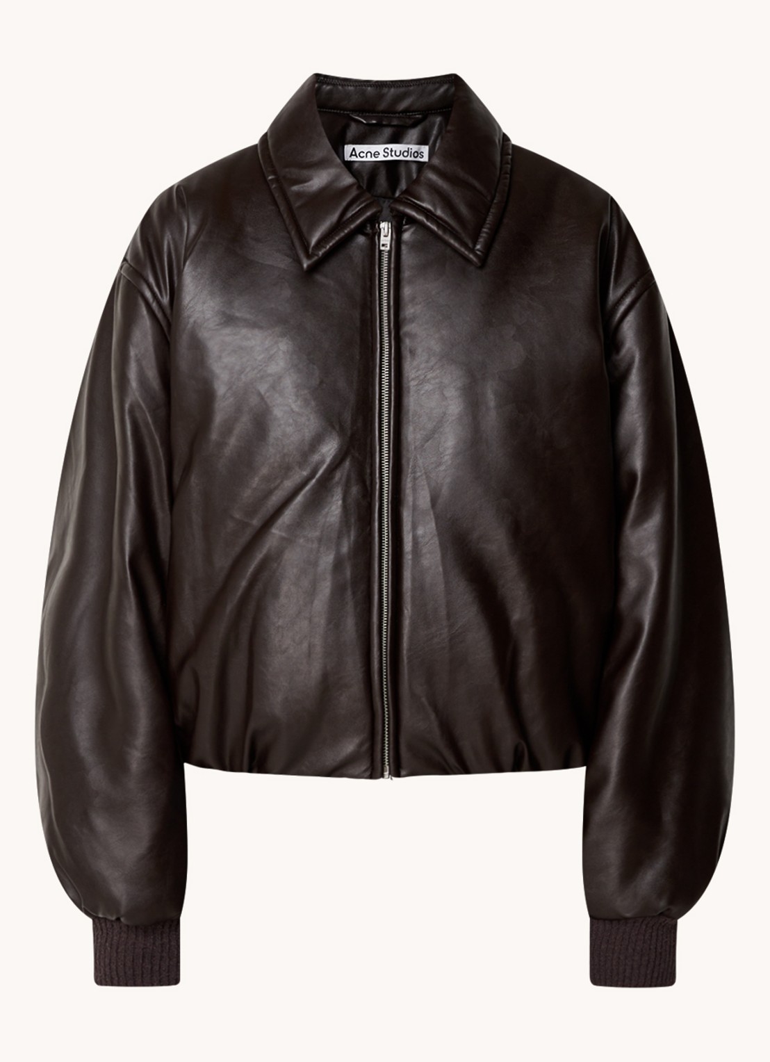 Acne Studios Onnea cropped bomberjack  - voorkant 2 donkerbruin