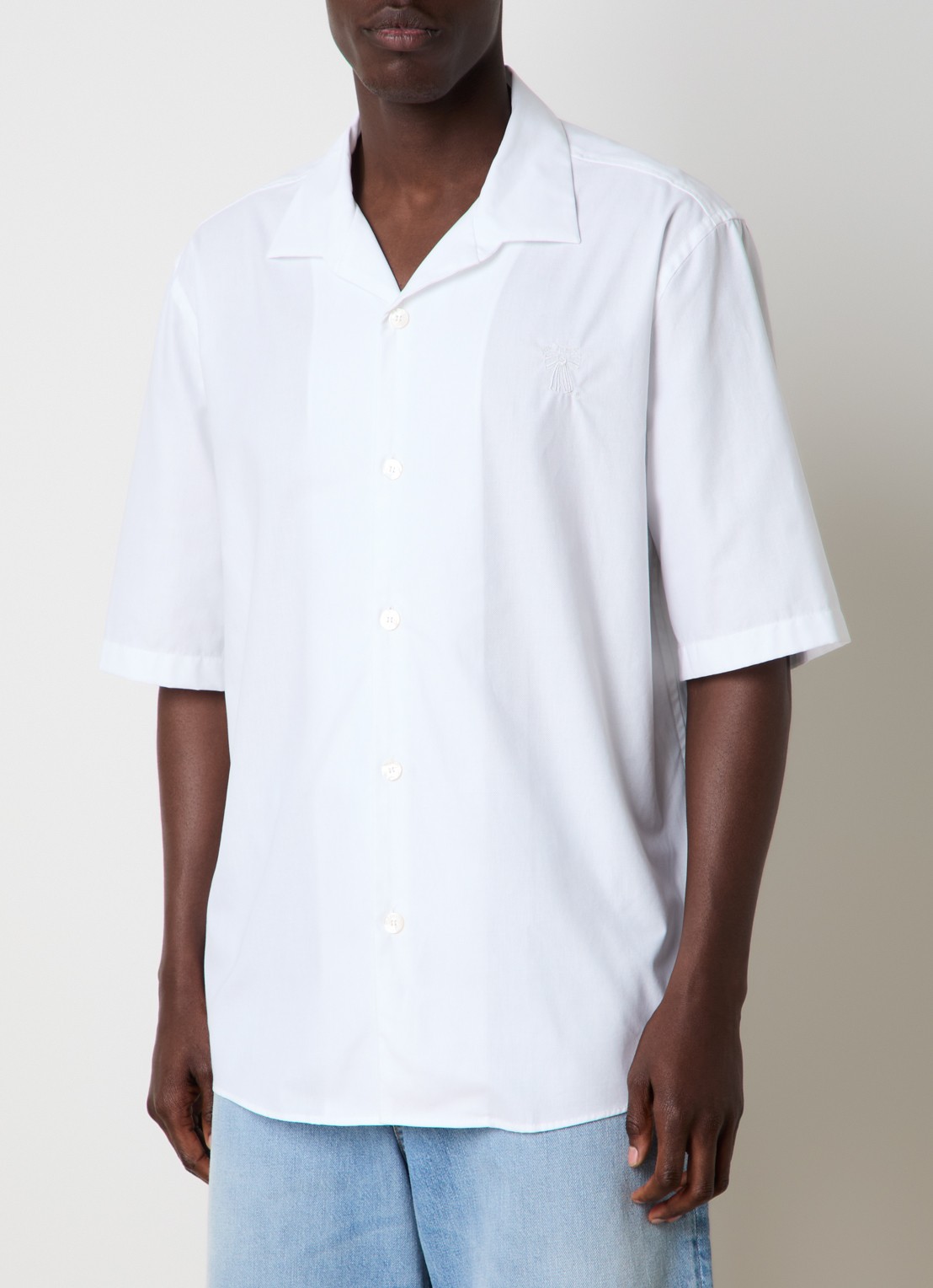 Acne Studios Oversized fit overhemd met borduring - detail 4 wit