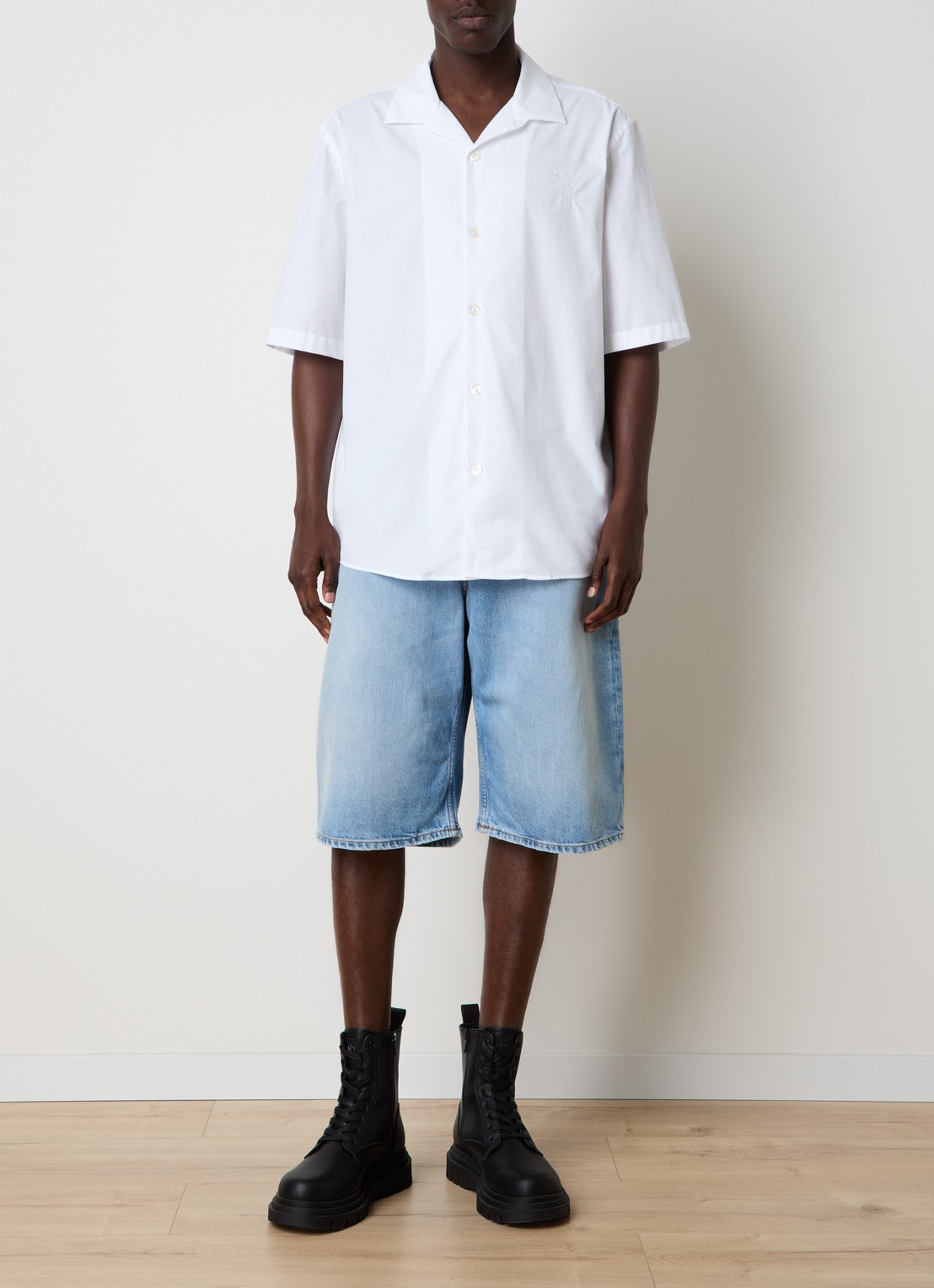Acne Studios Oversized fit overhemd met borduring - voorkant 2 wit