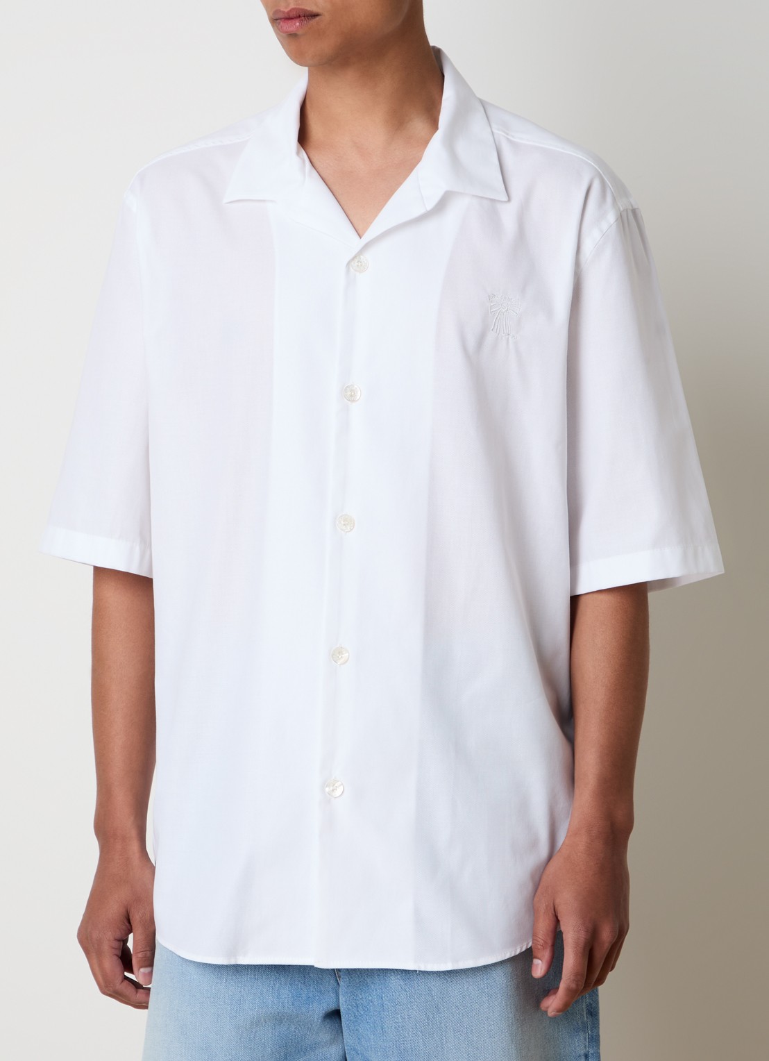 Acne Studios Oversized fit overhemd met borduring - detail 6 wit