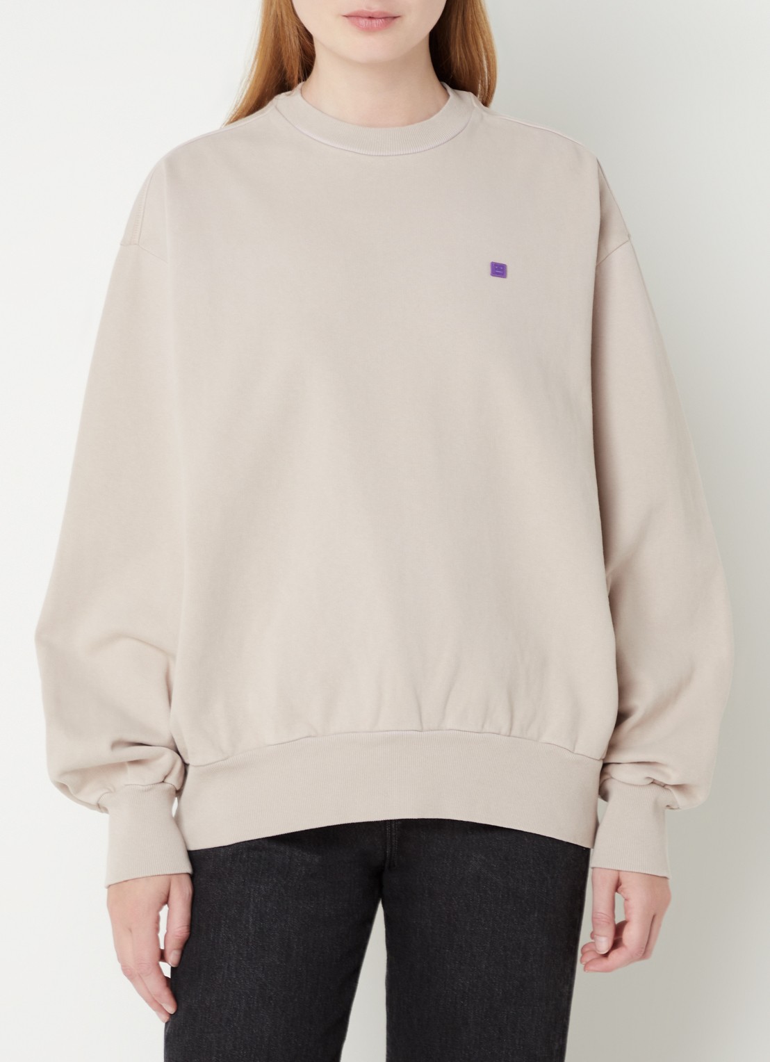 Acne Studios Oversized sweater van  katoen  - detail 4 donkerbeige