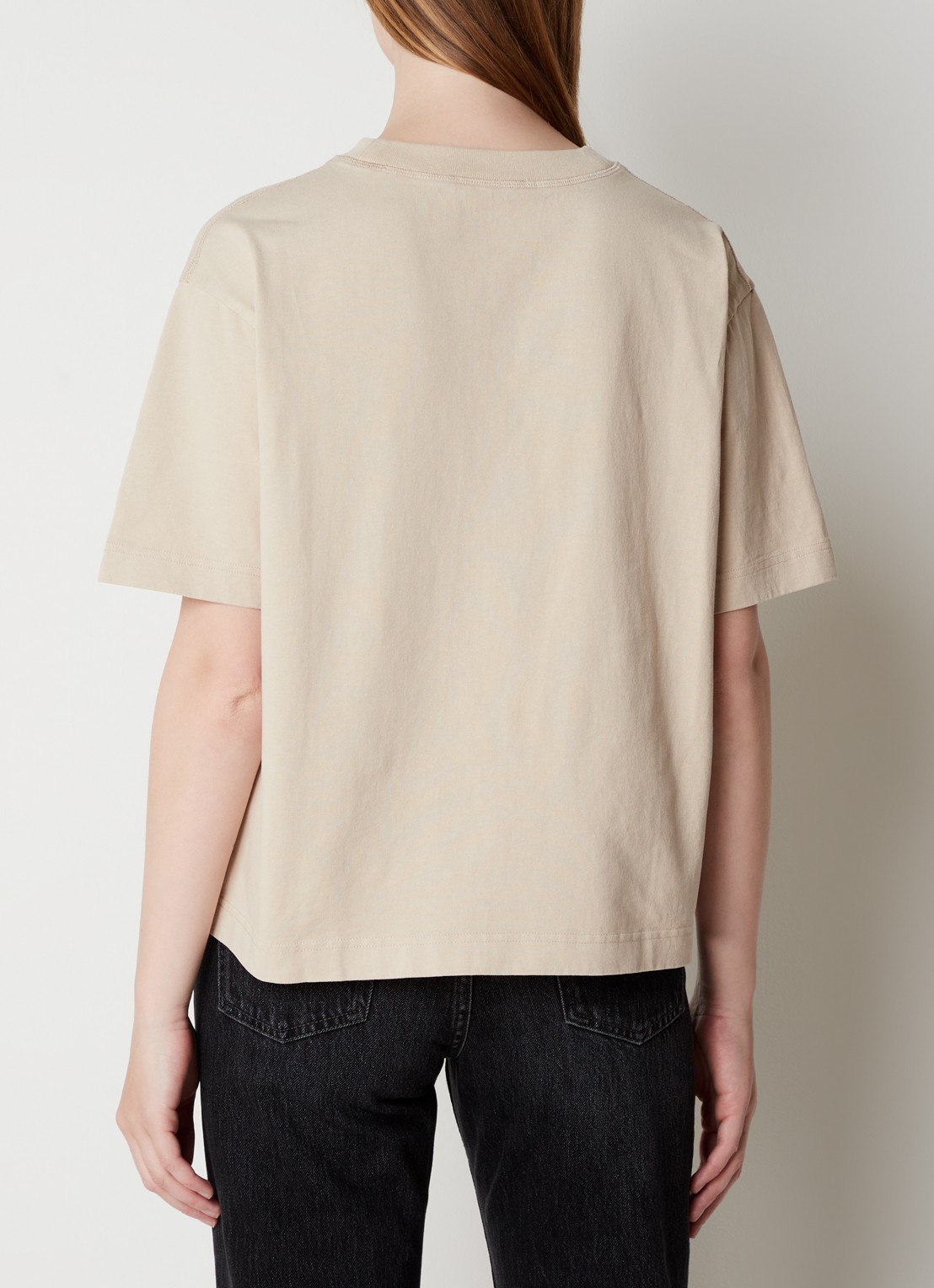 Acne Studios Oversized T-shirt met logo - achterkant donkerbeige
