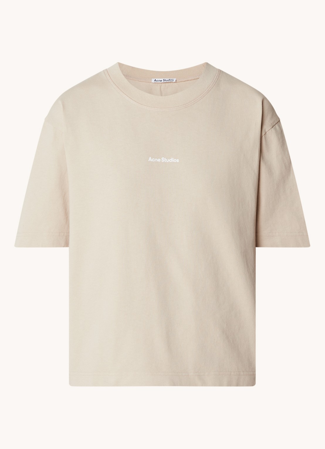 Acne Studios Oversized T-shirt met logo - voorkant 2 donkerbeige