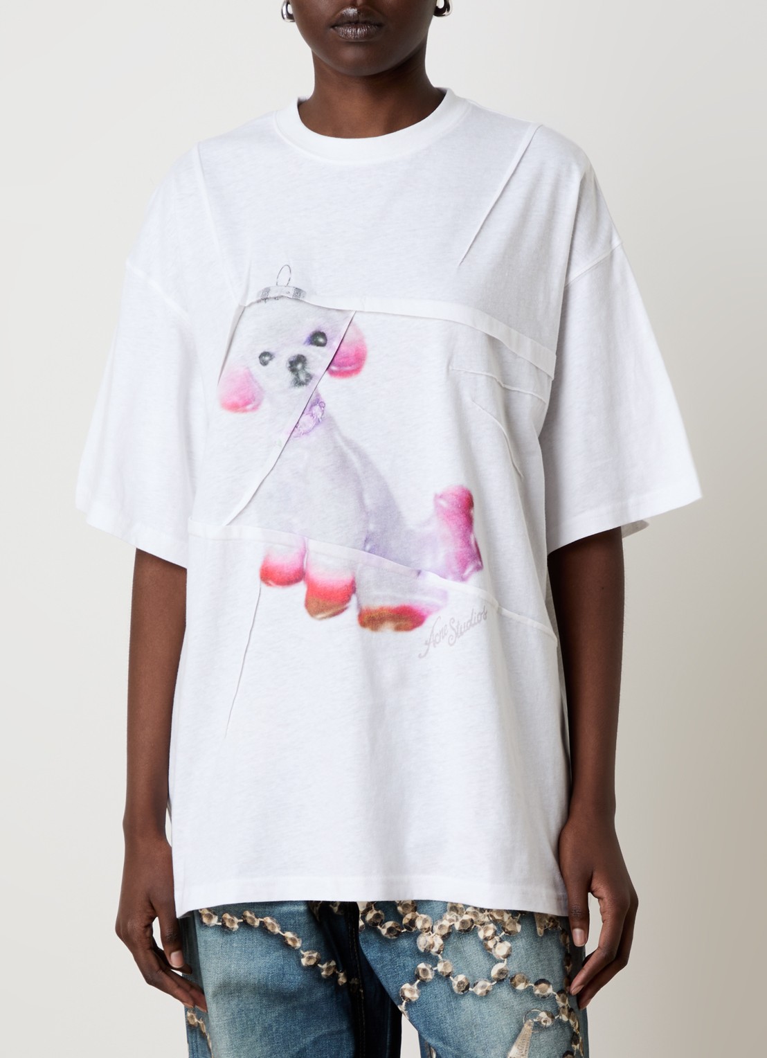 Acne Studios Oversized T-shirt met print - detail 4 wit