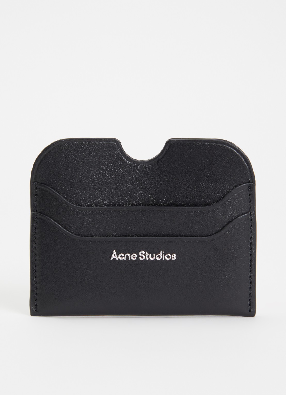 Acne Studios Pasjeshouder van kalfsleer met logo - voorkant zwart