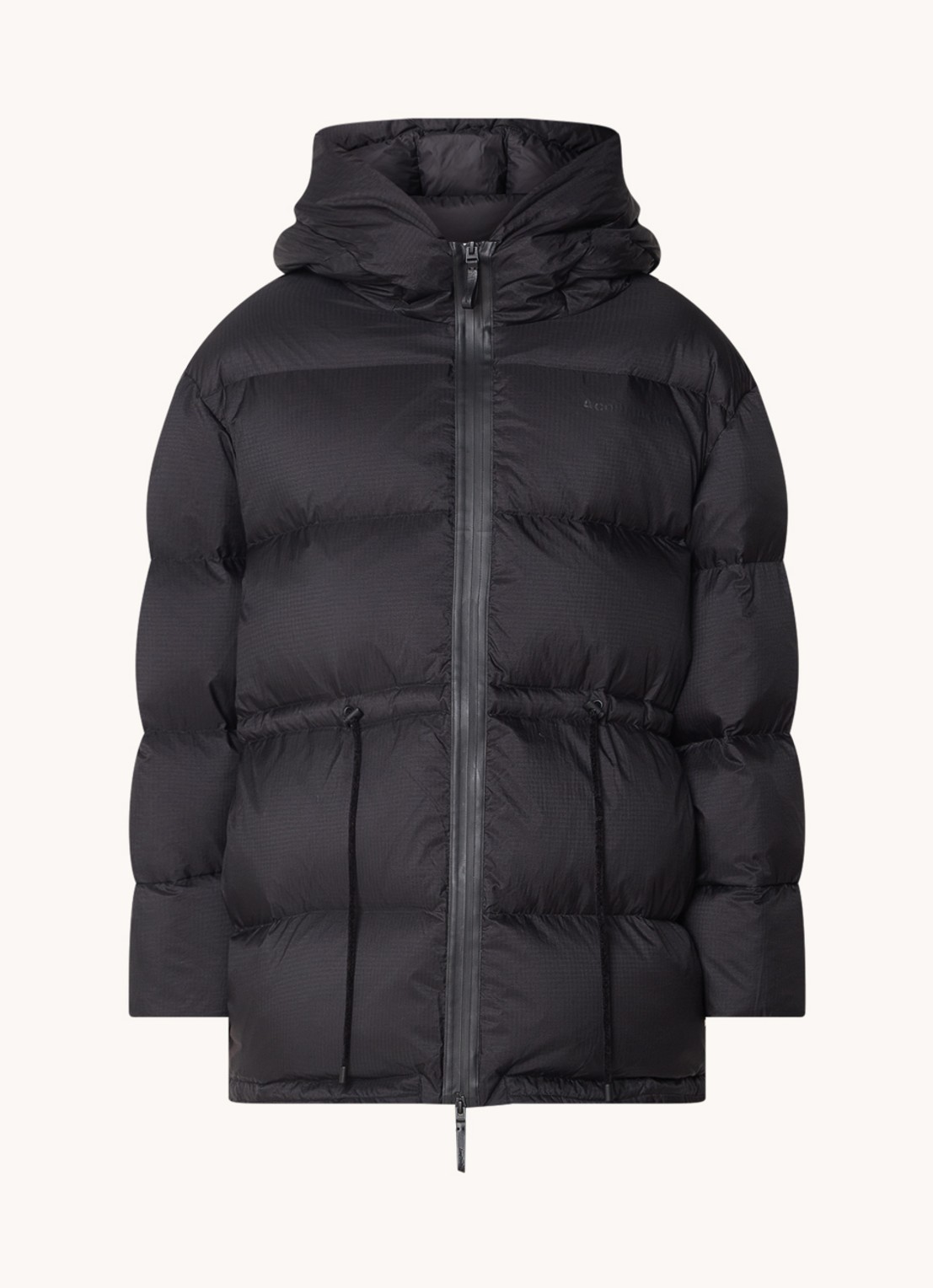 Acne Studios Puffer jack met donsvulling en logo - voorkant zwart