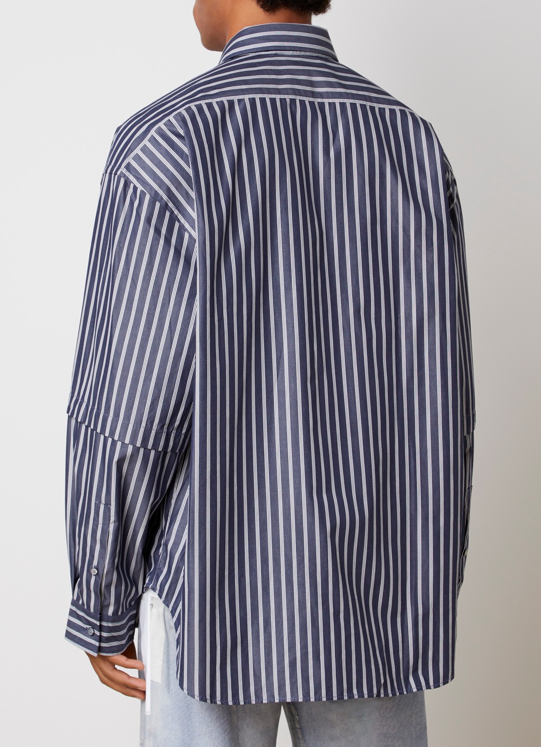 Acne Studios Regular fit overhemd met borstzak en streepprint - achterkant donkerblauw