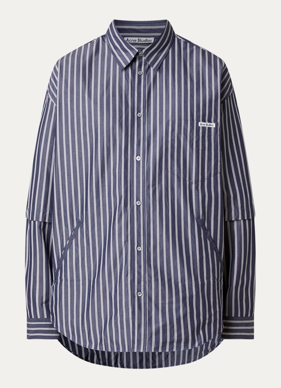 Acne Studios Regular fit overhemd met borstzak en streepprint - voorkant 4 donkerblauw