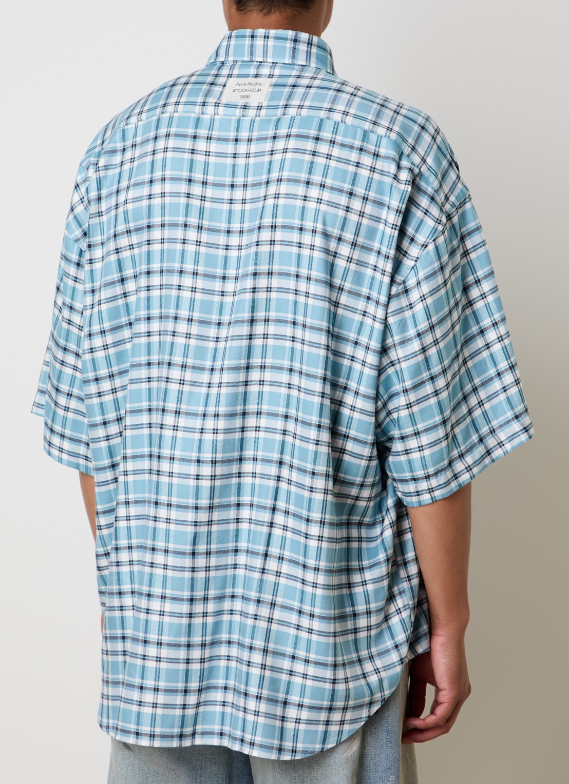 Acne Studios Regular fit overhemd met ruitdessin - achterkant 5 staalblauw