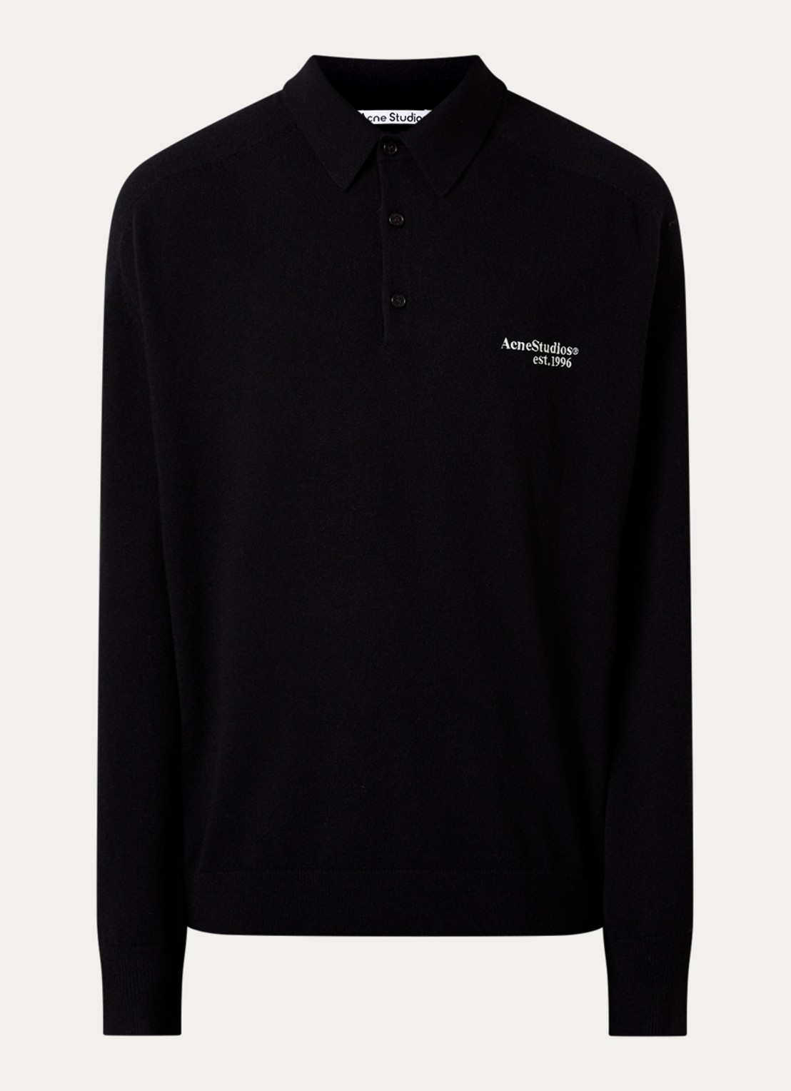Acne Studios Richard fijngebreide trui van wol met polokraag - voorkant 2 zwart