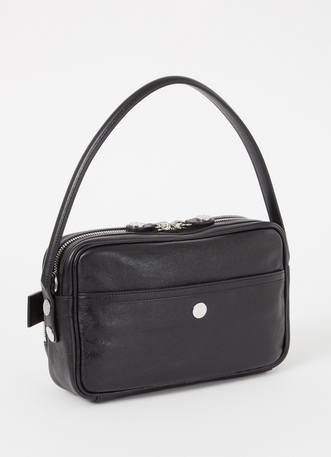 Acne Studios Schoudertas van kalfsleer met afneembare schouderriem - achterkant 7 zwart
