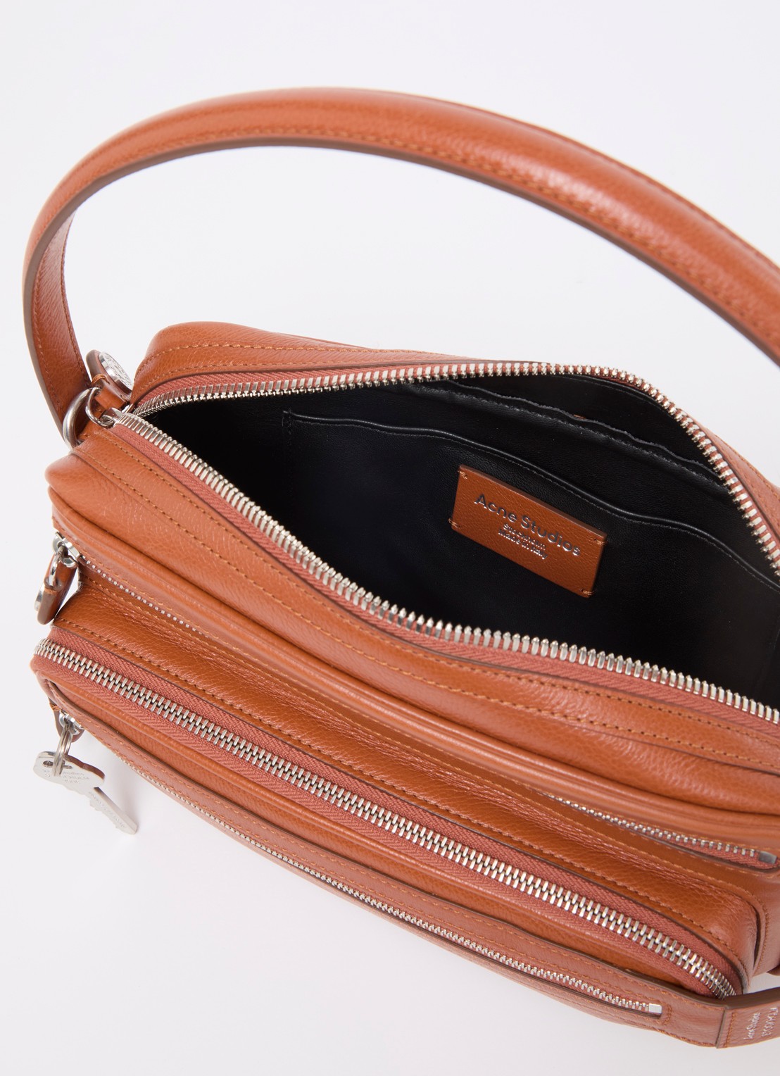 Acne Studios Schoudertas van kalfsleer met afneembare schouderriem - detail 5 oranjebruin