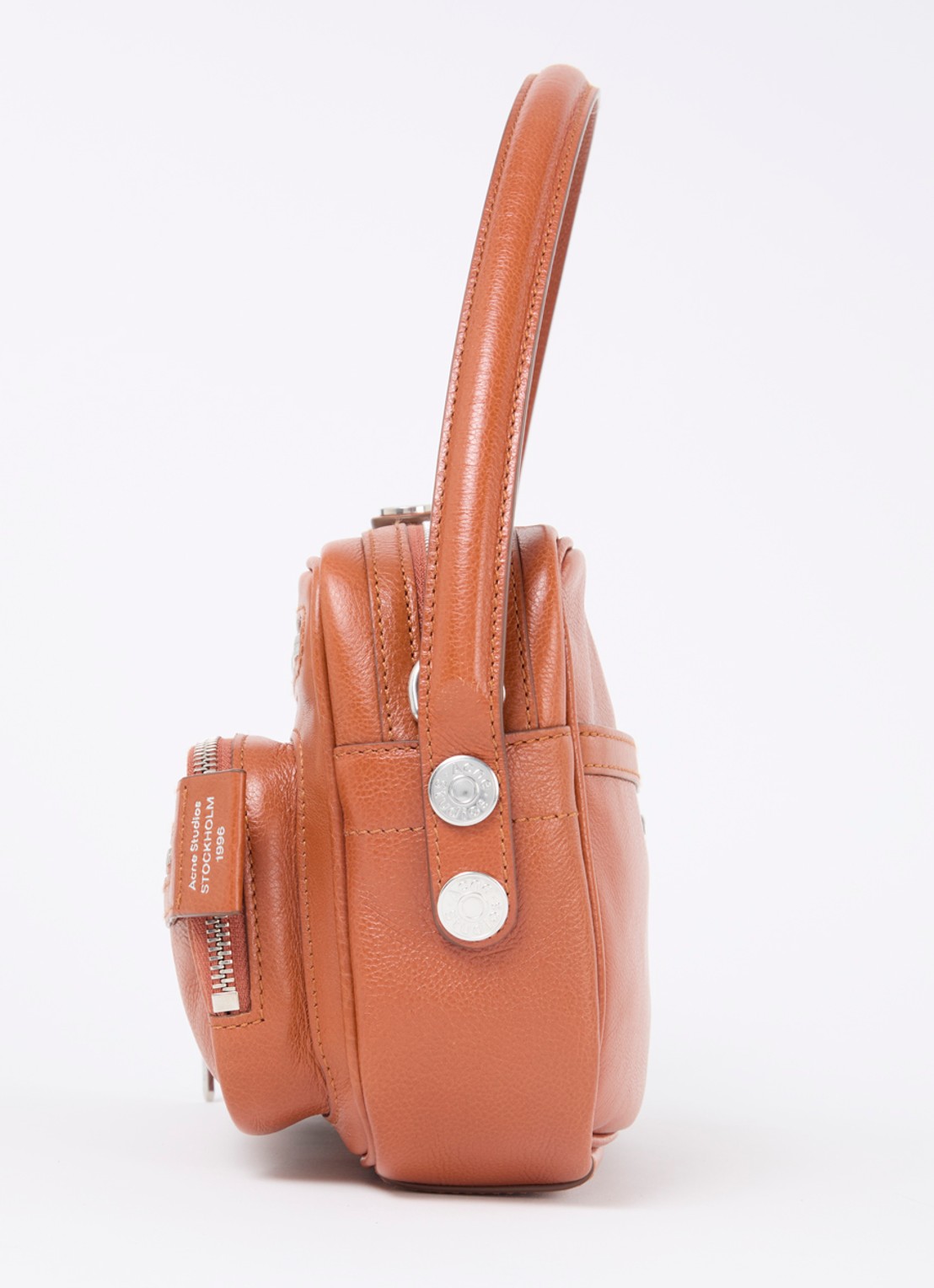 Acne Studios Schoudertas van kalfsleer met afneembare schouderriem - detail 6 oranjebruin