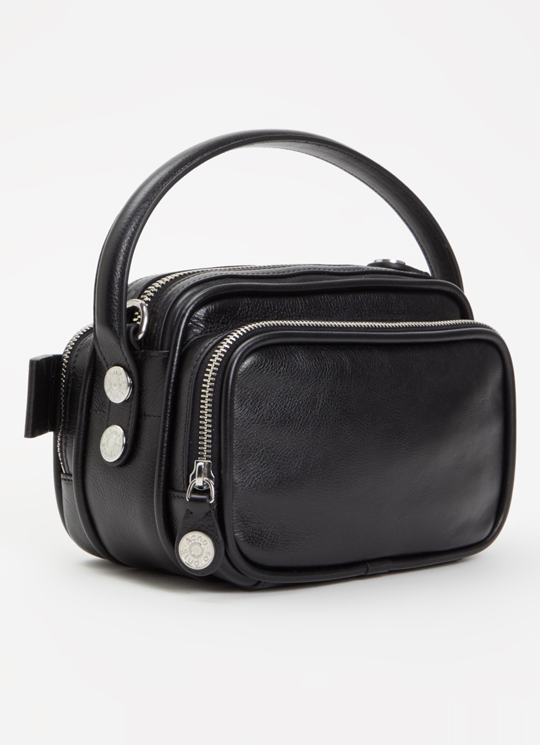 Acne Studios Schoudertas van kalfsleer met afneembare schouderriem - achterkant 6 zwart