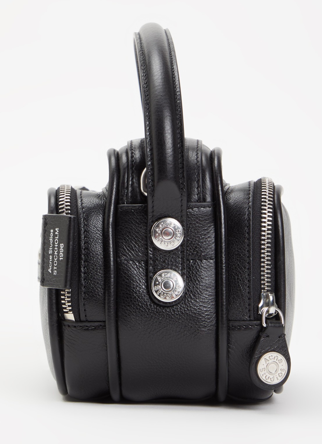 Acne Studios Schoudertas van kalfsleer met afneembare schouderriem - detail 2 zwart