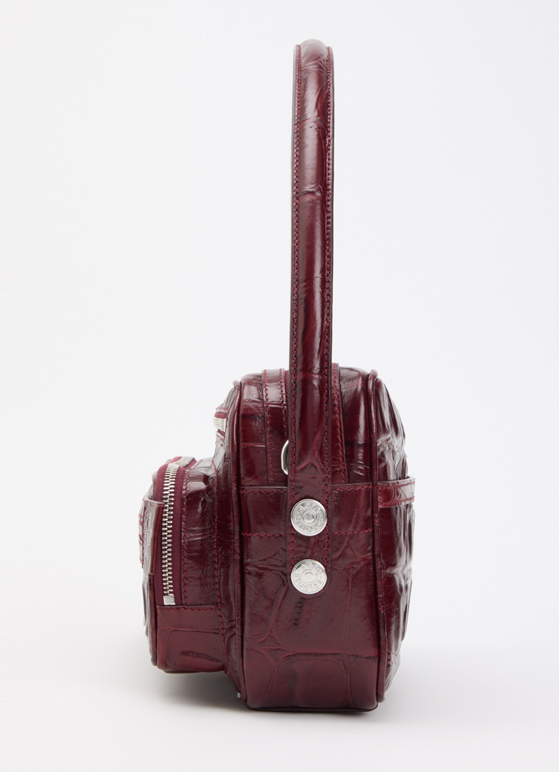 Acne Studios Schoudertas van kalfsleer met crocostructuur en afneembare schouderriem - detail 2 bordeauxrood