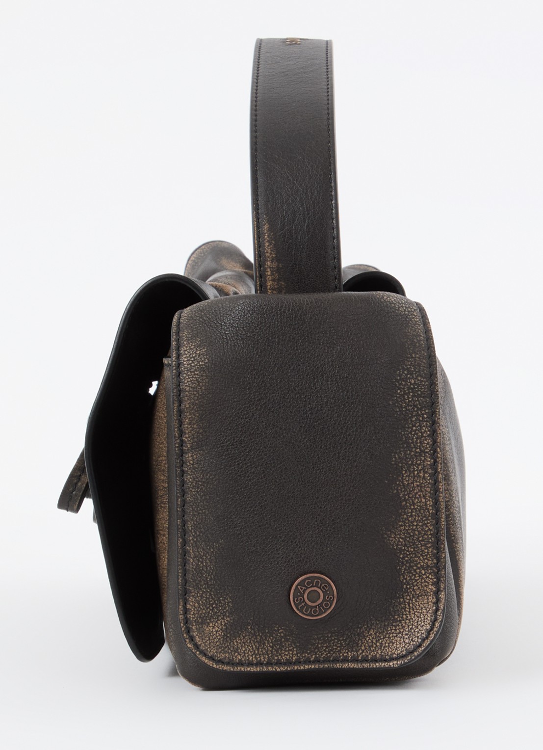Acne Studios Schoudertas van kalfsleer met verwassen afwerking - detail 5 donkerbruin