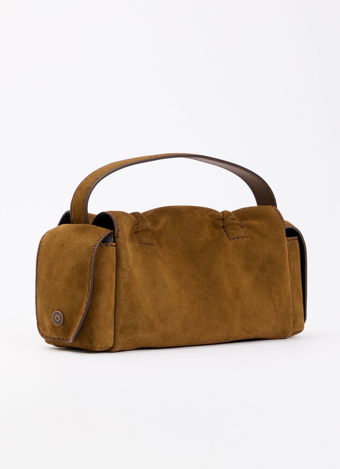 Acne Studios Schoudertas van kalfssuède - achterkant bruin
