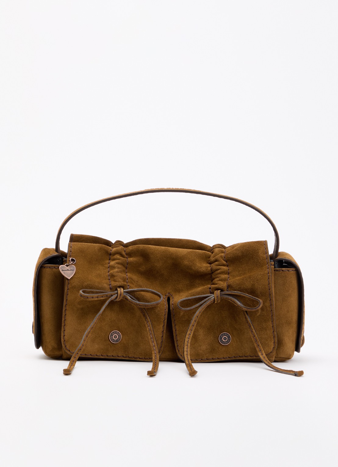 Acne Studios Schoudertas van kalfssuède - voorkant 2 bruin