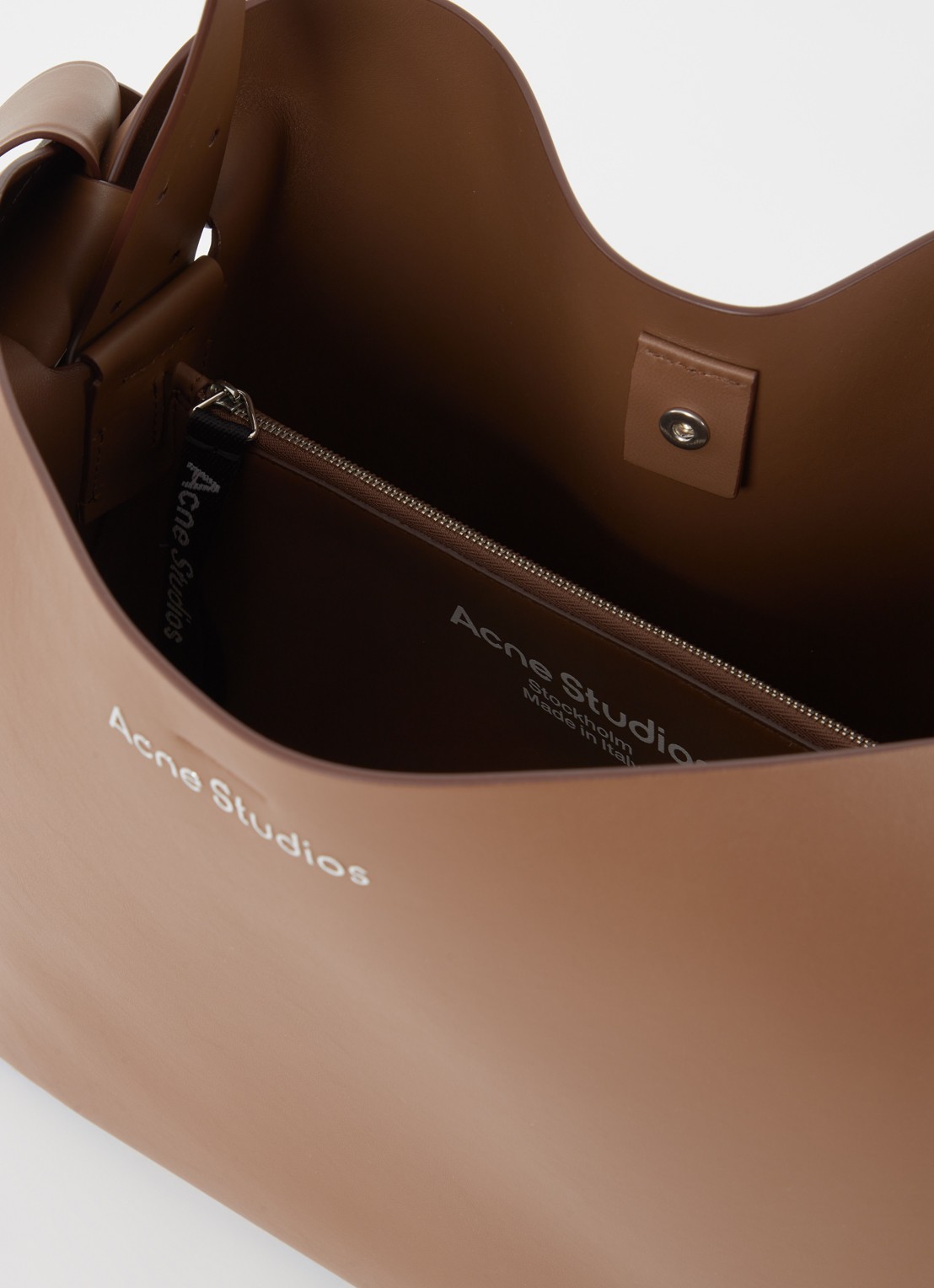Acne Studios Schoudertas van leer en afneembare schouderriem - detail 4 bruin