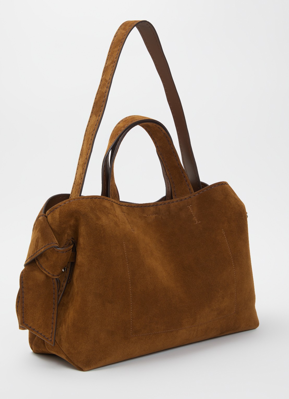 Acne Studios Schoudertas van suède afneembare schouderriem - achterkant 2 cognac