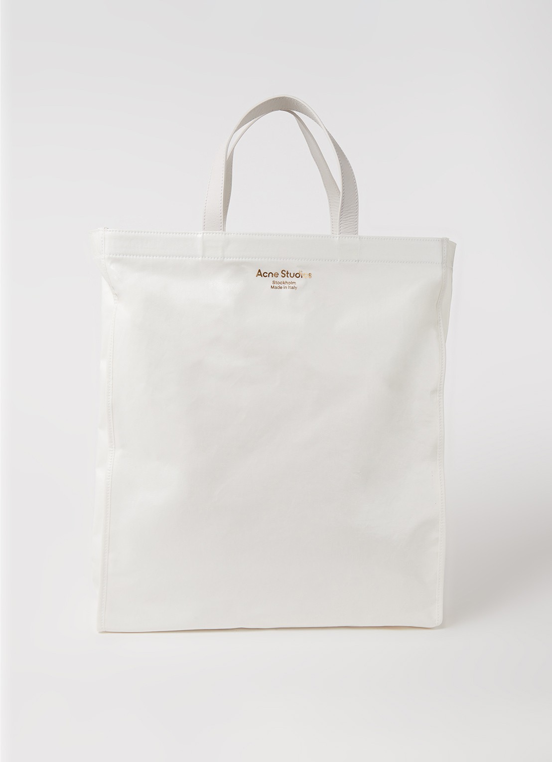 Acne Studios Shopper met leren details en metallic finish - voorkant wit